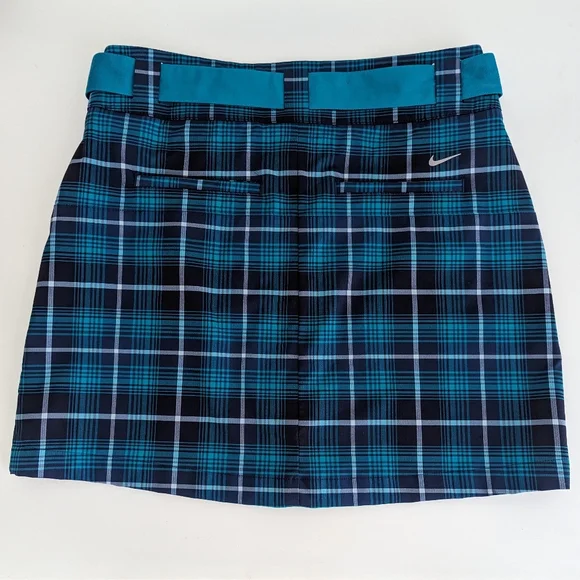 NIKE DriFit Tour Performance Tartan Teal Green Plaid Golf Skirt Sz 6 Ultra Light - Picture 11 of 16